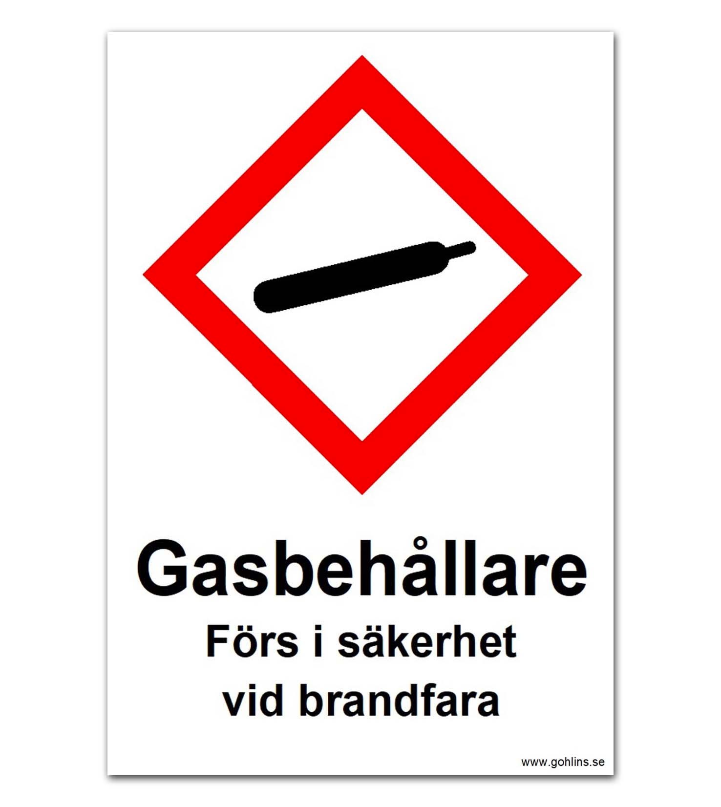 SKYLT "GASFLASKOR FÖRS I SÄKE" 200X300 PLAST