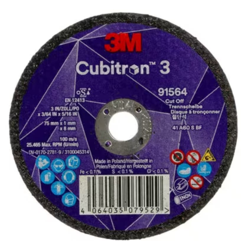 Cubitron 3 Cut-Off Wheel, 9156 4, 60+, T41, 75 mm x 1 mm x 8
