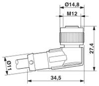 KABEL M12 10M HONA 90° 4-POL SAC-4P-10,0-PUR/M12FR