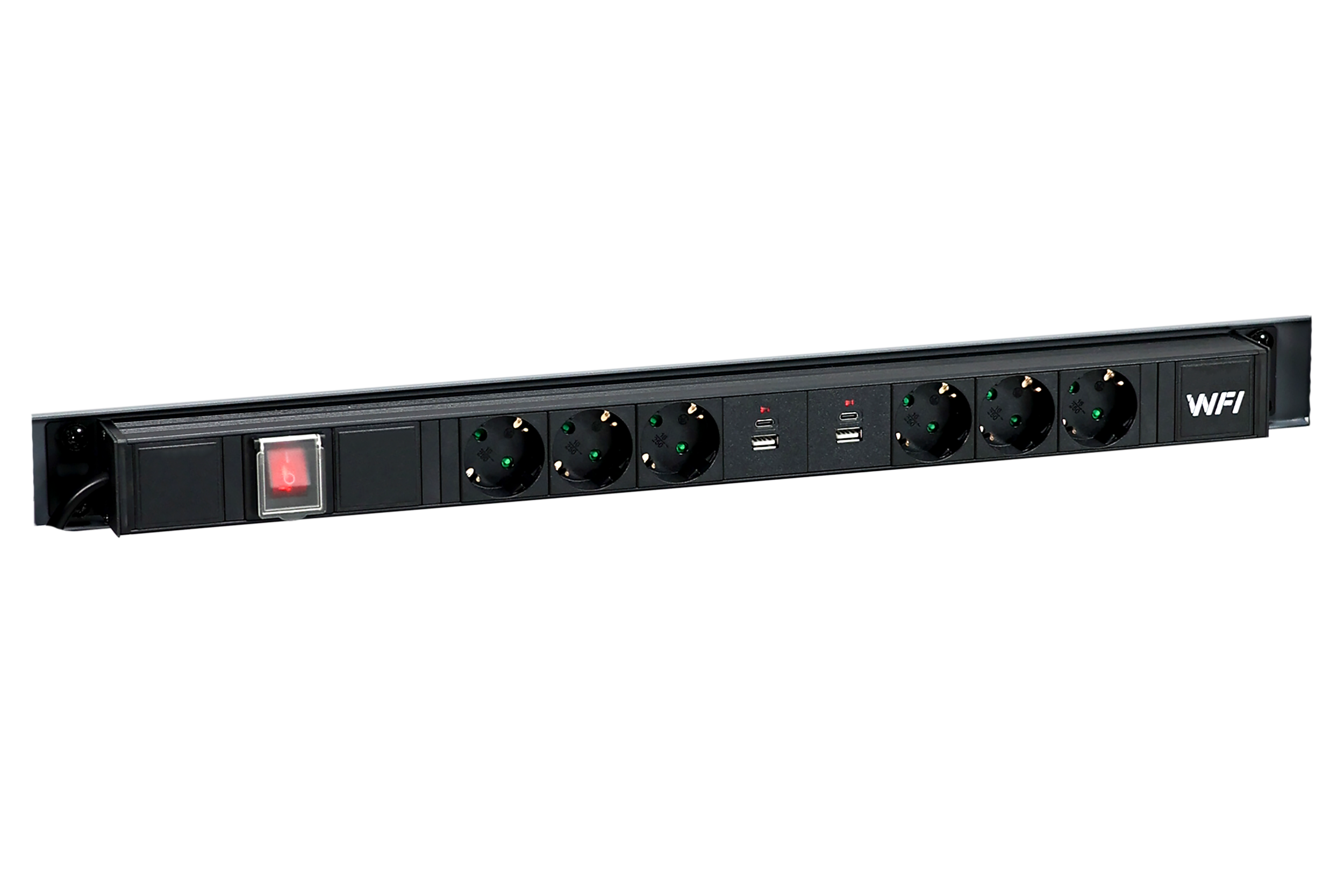 Komplett energipanel 6 uttag 670mm power bar