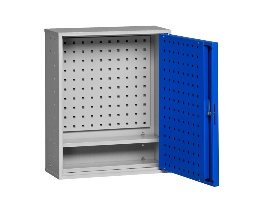 Verktygsskåp med Perforerad Panel 580 mm Grå/blå
