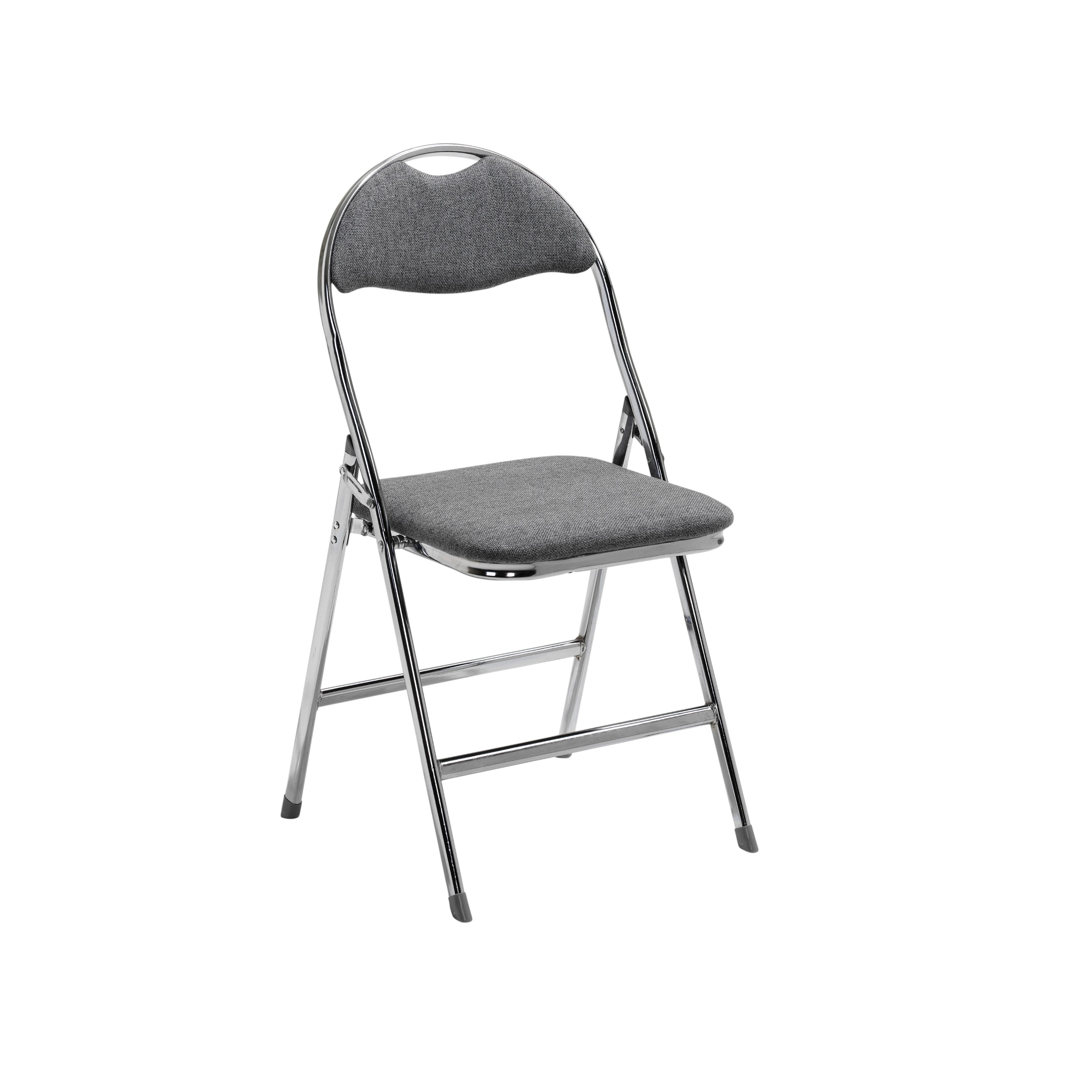 Ark, fällbar stol, grå sits, kromat stativ