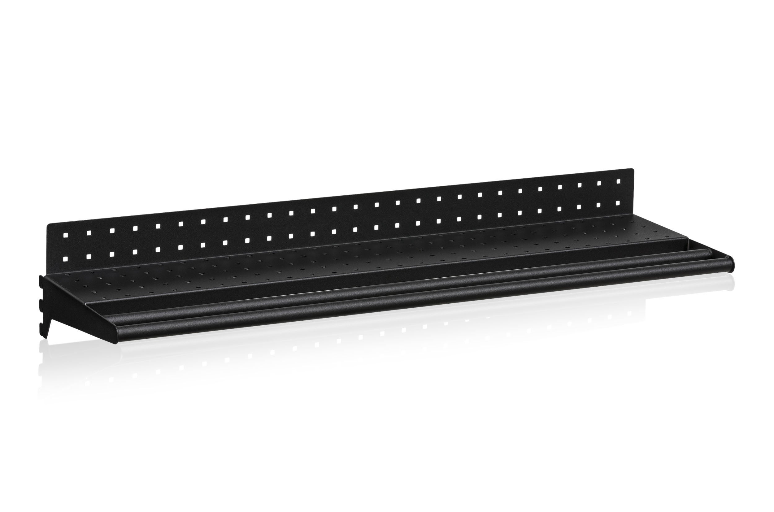 Hyllplan perforerad inklusive klädstång 900mm svart