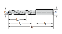 BORR HM DC160-05-08.600A0-WJ30 Solid Carbide Drills, 3-5 x Dc