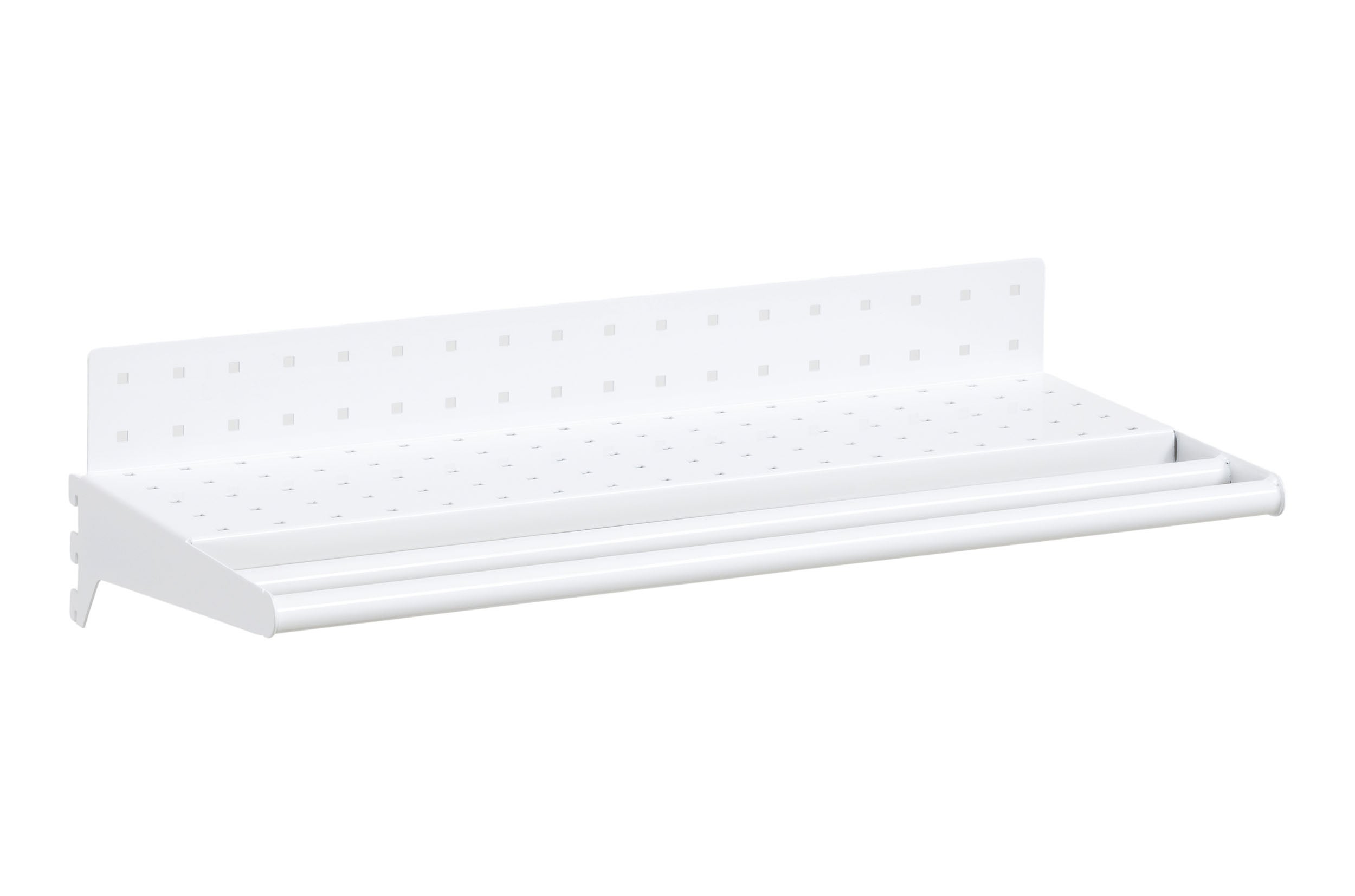 Hyllplan perforerad inklusive klädstång 600mm vit